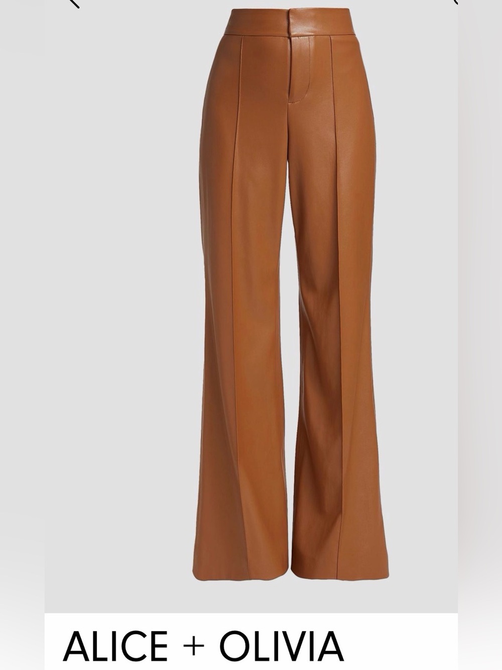 Alice + Olivia High-Rise Wide-Leg Pants in Cognac Brown